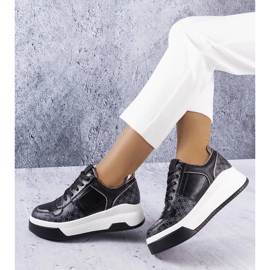 D/GMR Adidasi negri decorati cu monograma Grandbois negru 2