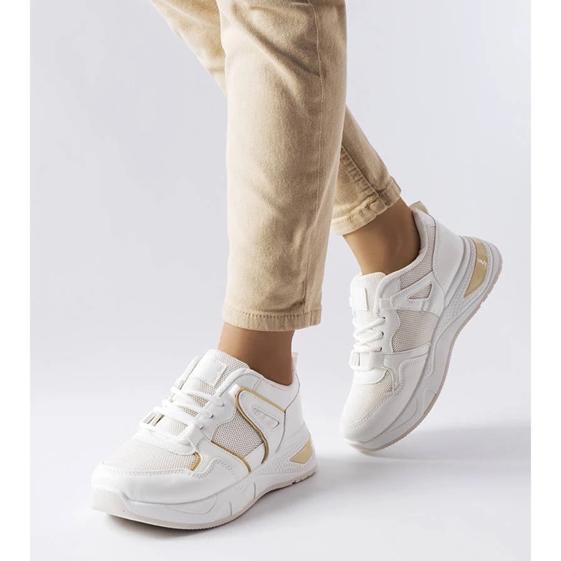 D/GMR Tenisi albi din materiale combinate de la Caya 1