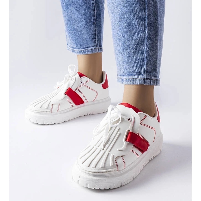 D/GMR Adidași albi și roșii pe platforma Binet roșu 1