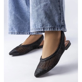 D/GMR Balerini negri ajurati cu toc deschis de la Maheu negru 2