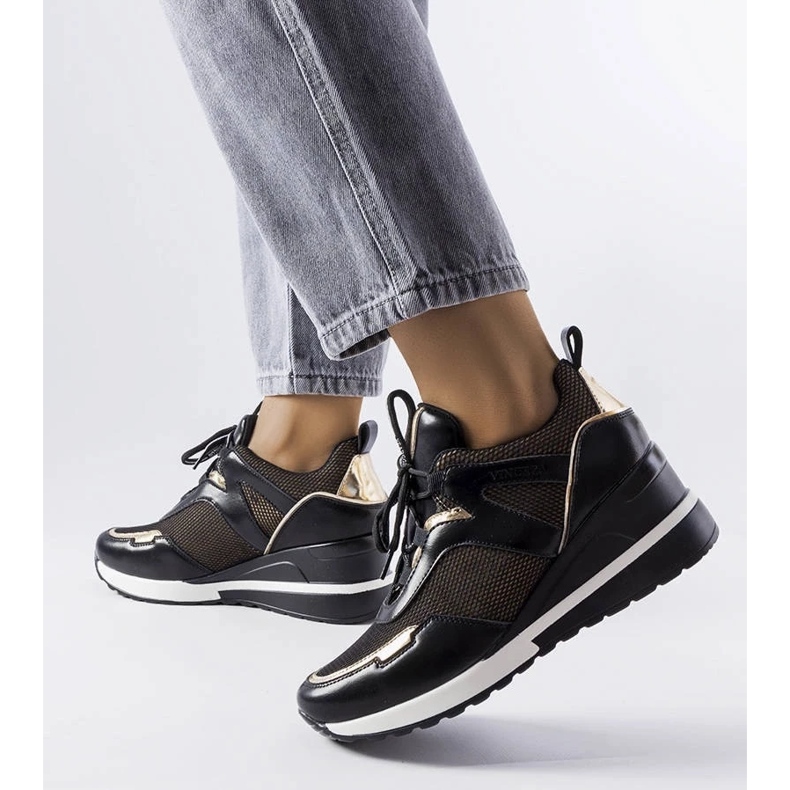 D/GMR Tenisi cu pană negri și aurii de la Vincez negru 2