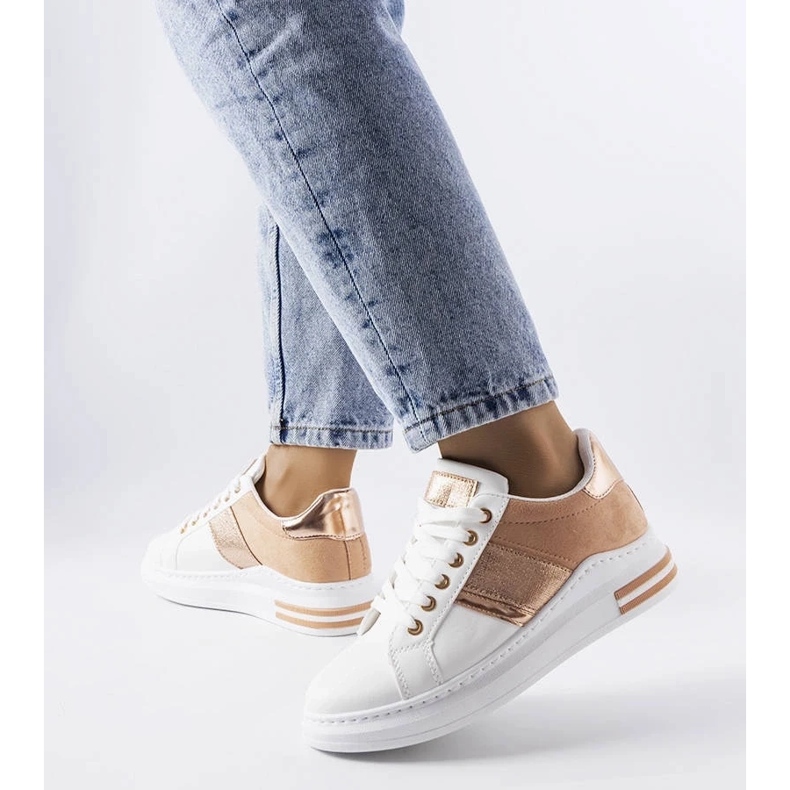 D/GMR Tenisi albi cu inserții roz de la Deans 2