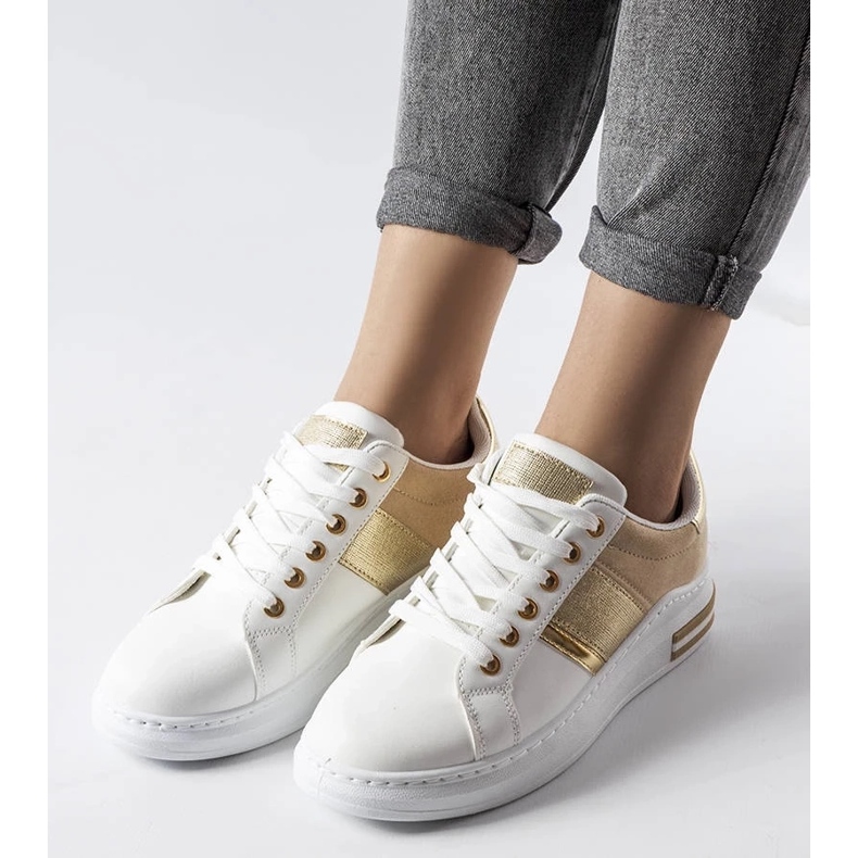 D/GMR Tenisi albi cu inserții bej de la Deans 1