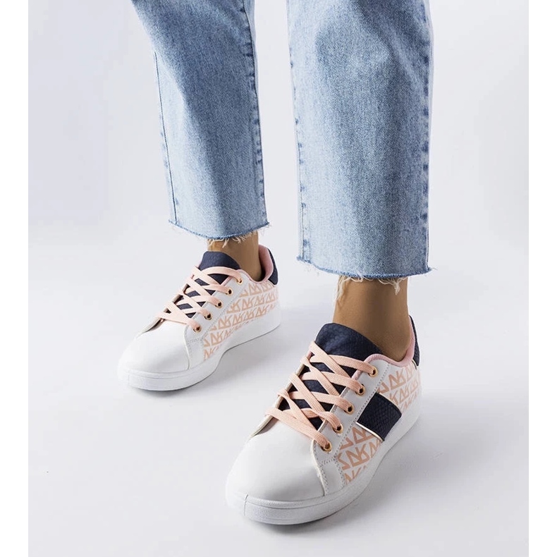 D/GMR Tenisi albi cu inserții colorate de la Kessla 1