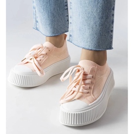 D/GMR Tenisi roz din material textil pe platforma Mallus 1