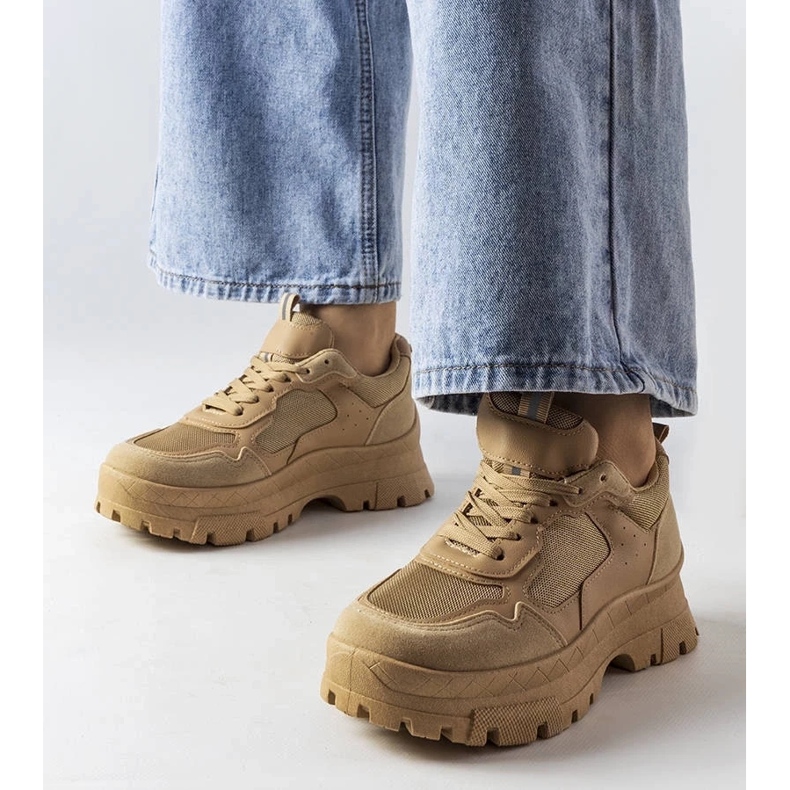 D/GMR Pantofi sporturi întunecați pentru femei Mikeladze bej 1