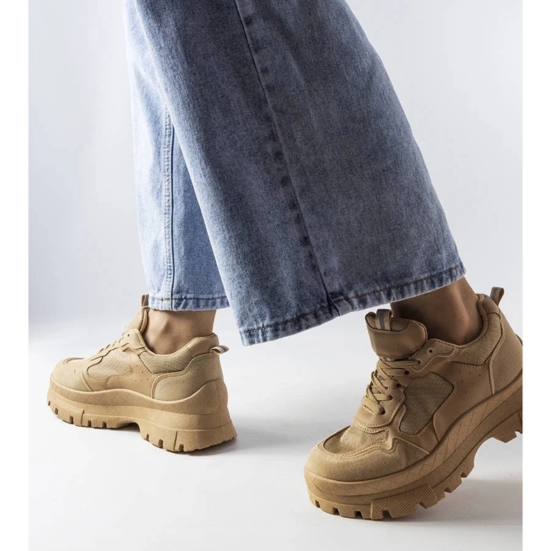 D/GMR Pantofi sporturi întunecați pentru femei Mikeladze bej 2