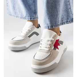 D/GMR Tenisi albi cu inserție din piele ecologică de la Kollins 1