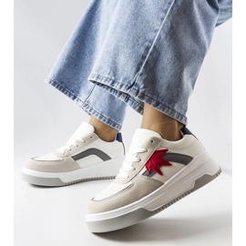 D/GMR Tenisi albi cu inserție din piele ecologică de la Kollins 2