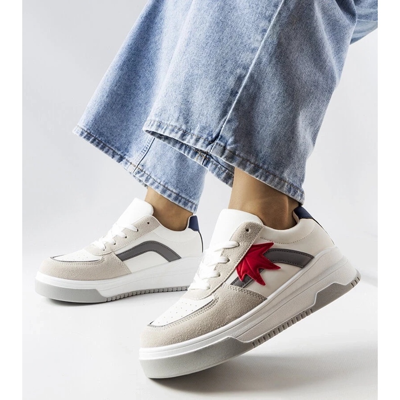 D/GMR Tenisi albi cu inserție din piele ecologică de la Kollins 2