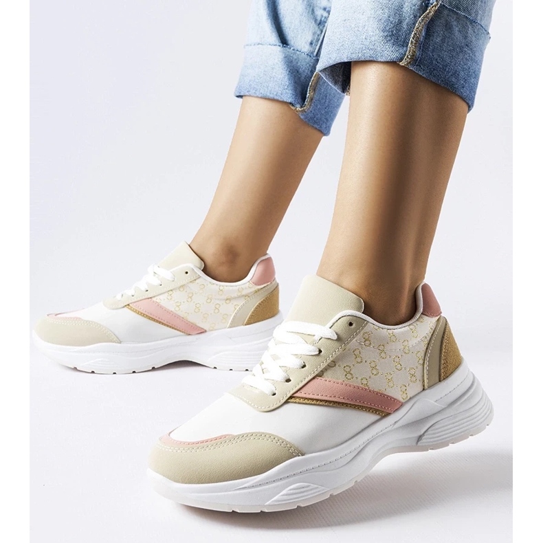 D/GMR Adidași bej și alb cu un accent dufy auriu 2