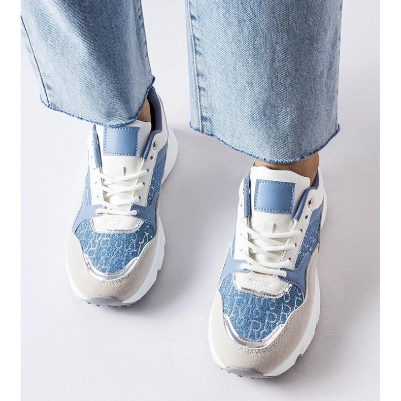 D/GMR Pantofi albastru și alb cu detalii argintii de la Rio gri 2