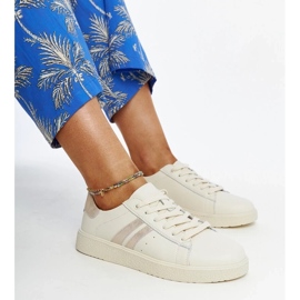 D/GMR Tenisi Camilla din piele bej cu siret 1