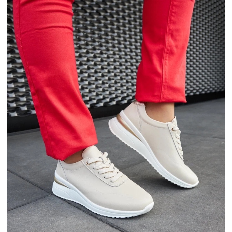 D/GMR Tenisi cu pană din piele bej de la Federico 1 D/GMR Tenisi cu pană din piele bej de la Federico 1