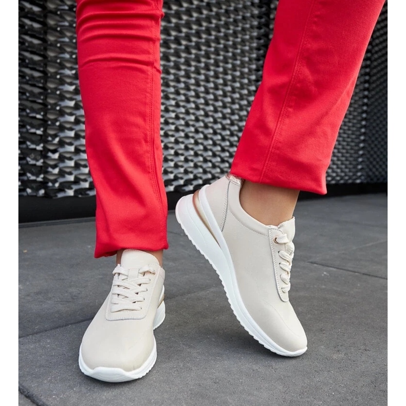 D/GMR Tenisi cu pană din piele bej de la Federico 2