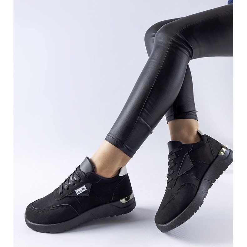 D/GMR Tenisi Geraldino din material negru 2 D/GMR Tenisi Geraldino din material negru 2