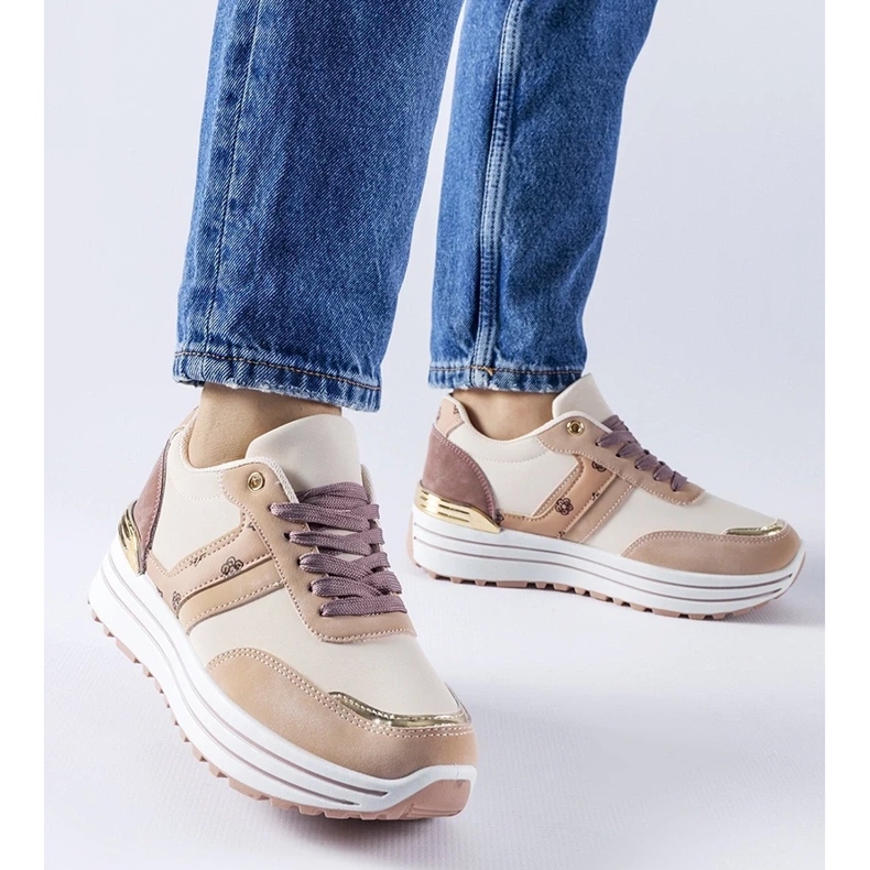 D/GMR Pantofi cu platformă Provinciale roz și bej 2