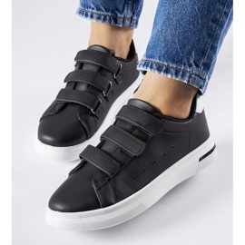 D/GMR Adidași negri fixați cu Velcro Paré - Talpa albă negru 2