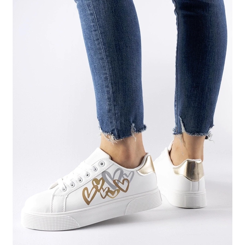 D/GMR Adidași albi și aurii pe platforma Montclair 1