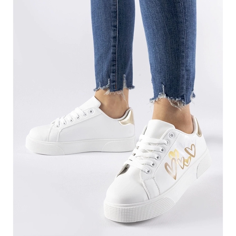 D/GMR Adidași albi și aurii pe platforma Montclair 2