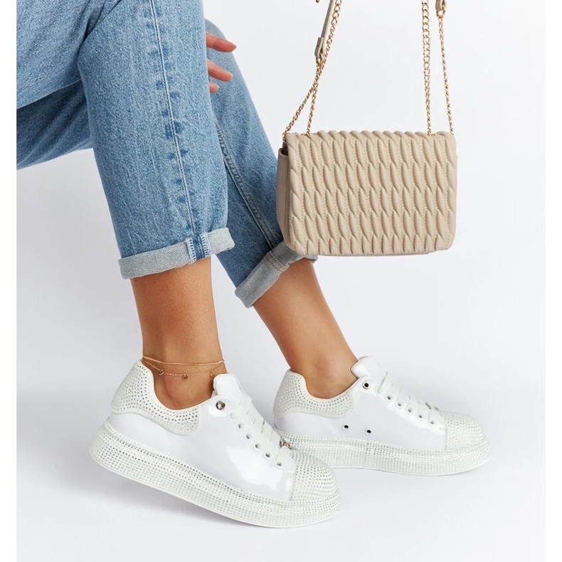 D/GMR Tenisi albi cu strasuri Goe NN2N4011 1 D/GMR Tenisi albi cu strasuri Goe NN2N4011 1