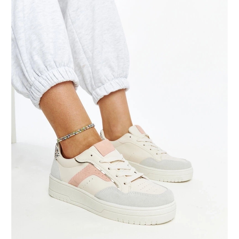 D/GMR Tenisi albi cu platformă Walda bej 2