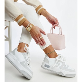 D/GMR Adidași Galit albi și gri cu talpă groasă 2