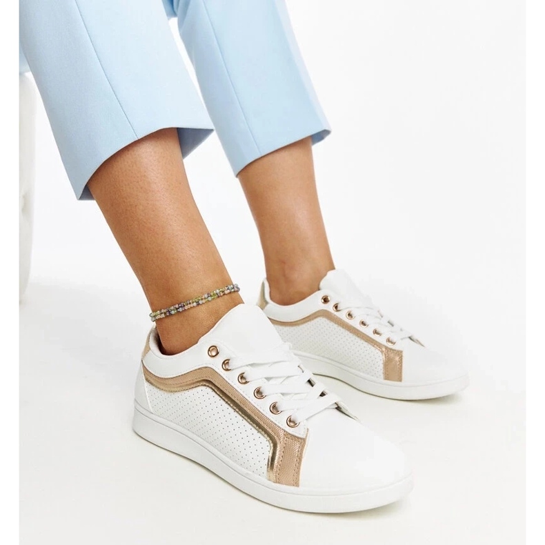 D/GMR Tenisi cu platformă Amala alb și auriu 1