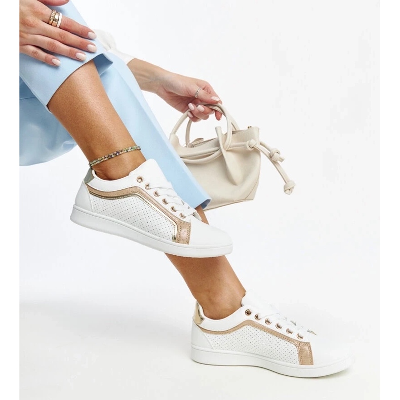 D/GMR Tenisi cu platformă Amala alb și auriu 2