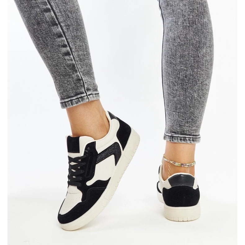 D/GMR Adidasi Juwan cu sclipici alb și negru 2