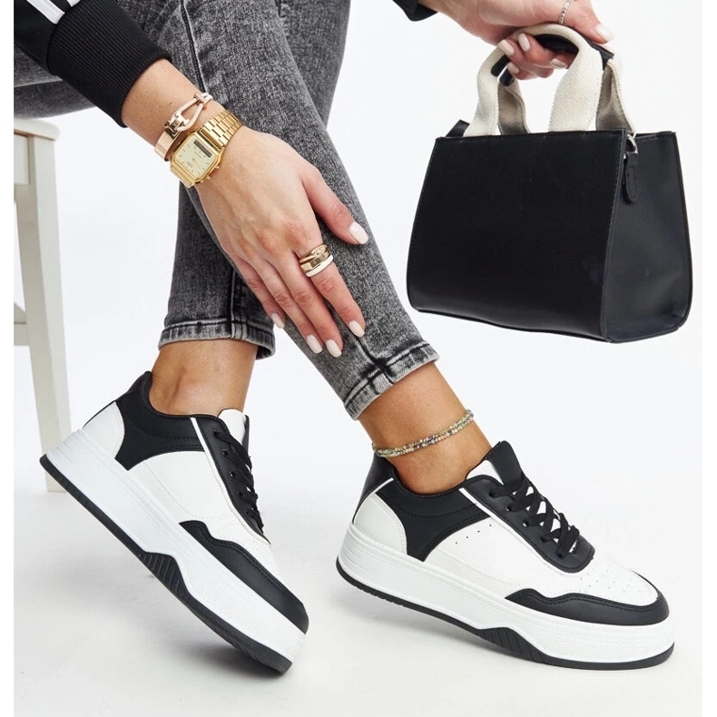 D/GMR Adidasi albi si negri cu talpa Rumai groasa 2