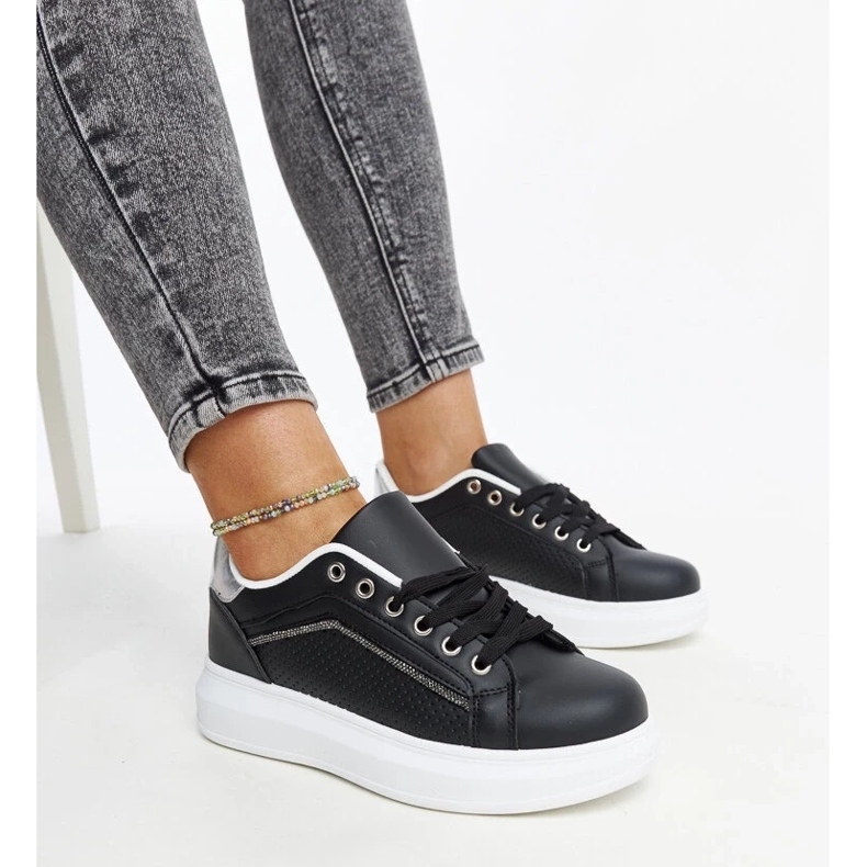 D/GMR Tenisi negri cu strasuri decorative Perica negru 1