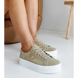 Adidași din piele verde pe talpa groasă a Mikka 1