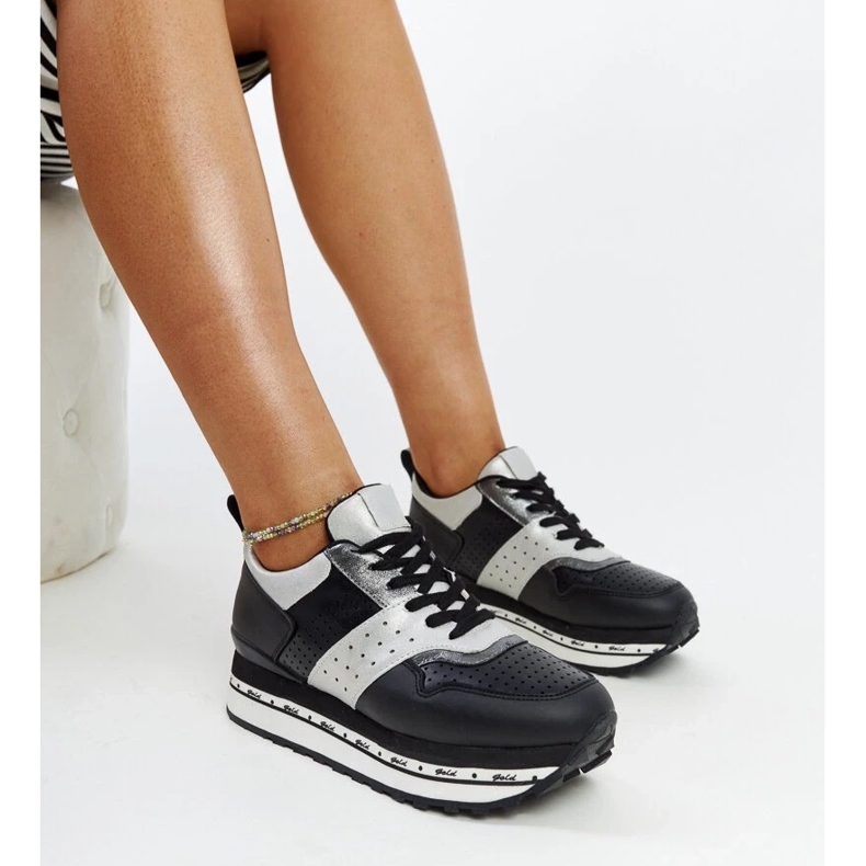 Adidasi negri cu talpa inalta de la Askalua negru 1