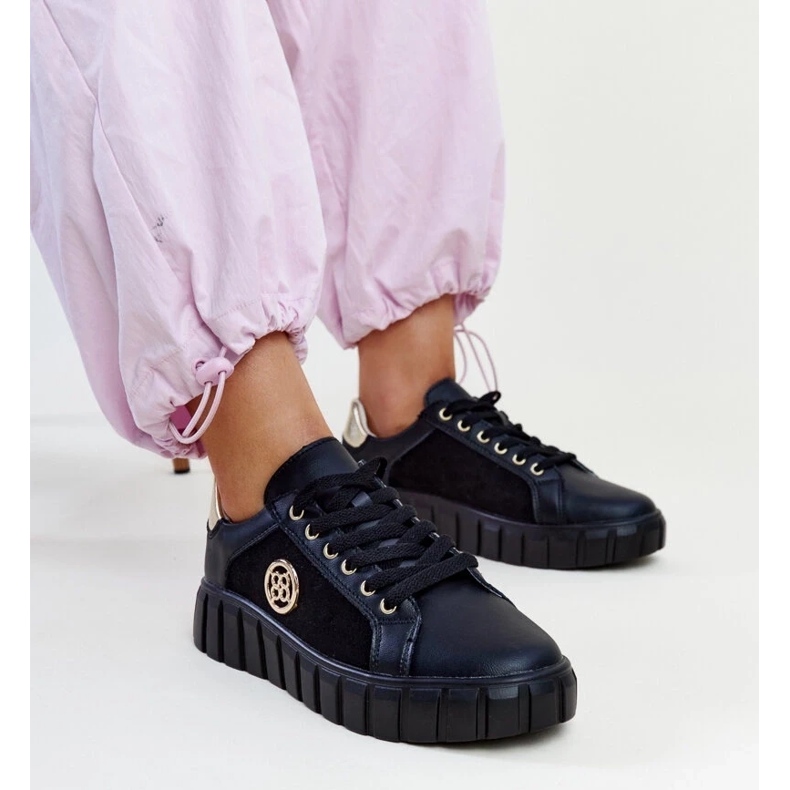 Adidași din piele neagră cu talpă Viera masivă negru 1 Adidași din piele neagră cu talpă Viera masivă negru 1