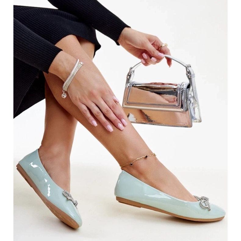 Balerini verzi lacuiti cu fundita decorativa de la Totani verde 2 Balerini verzi lacuiti cu fundita decorativa de la Totani verde 2