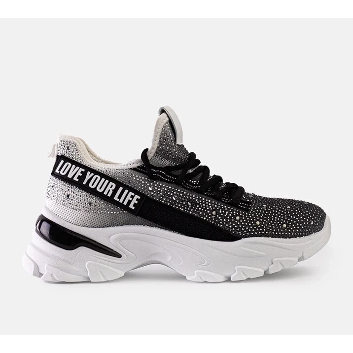 D/CEO Tenisi masivi strălucitori albi și gri de la Senai negru 1