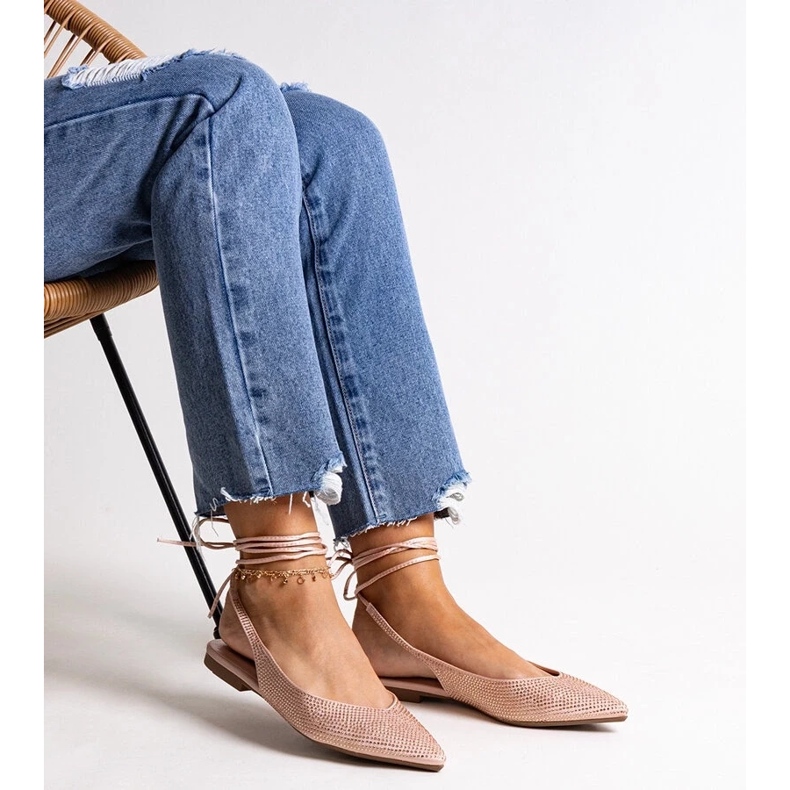 D/CEO Balerini roz cu șireturi Safine, cu strasuri 2