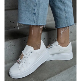 D/CEO Tenisi albi cu platformă decorați cu un ursuleț Mavien 1