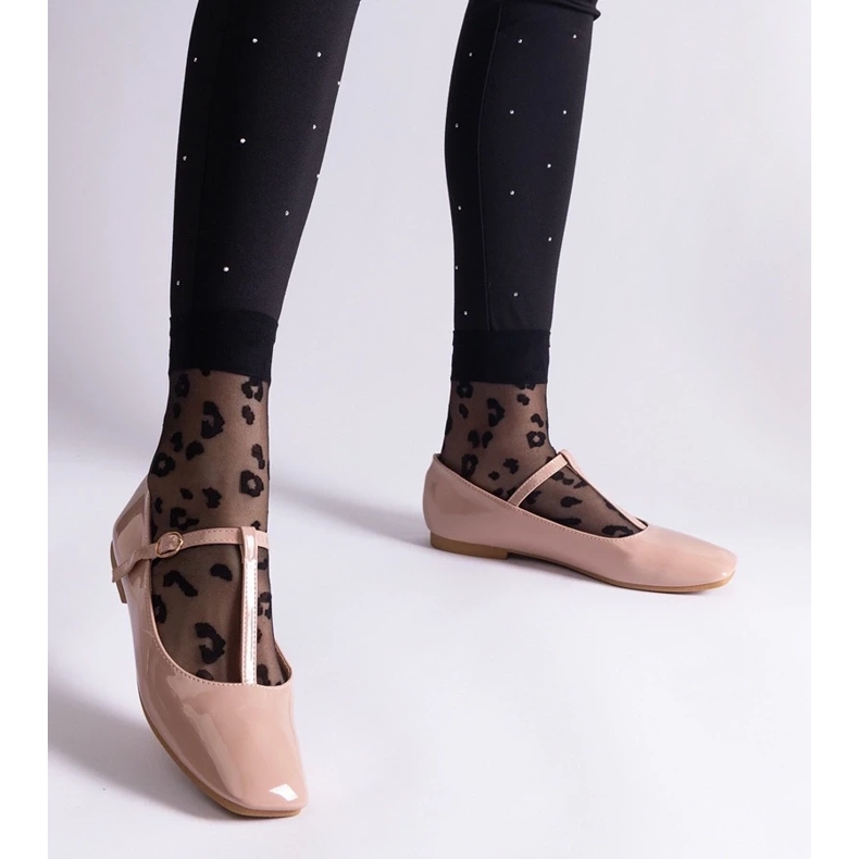 D/CEO Balerini bej din piele lăcuită cu centură Marsilia 1