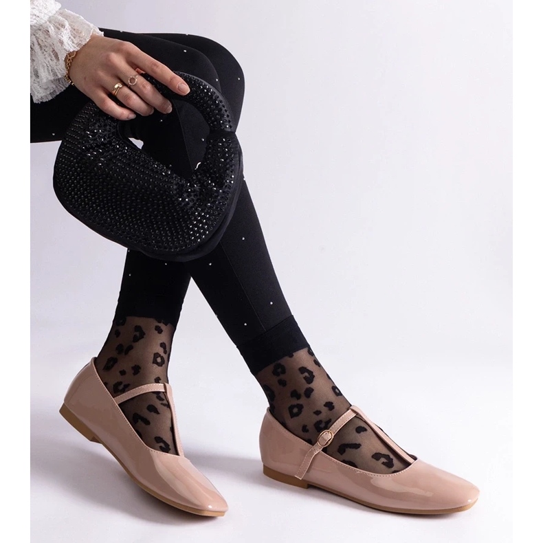 D/CEO Balerini bej din piele lăcuită cu centură Marsilia 2