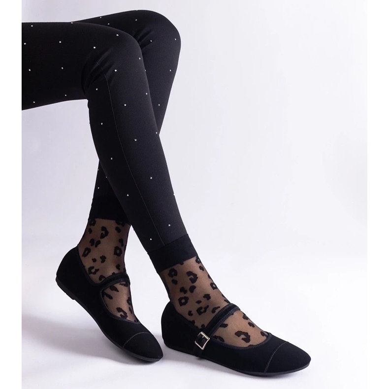 D/CEO Balerini negri cu finisaj mat, prinși cu cataramă Longhola negru 1