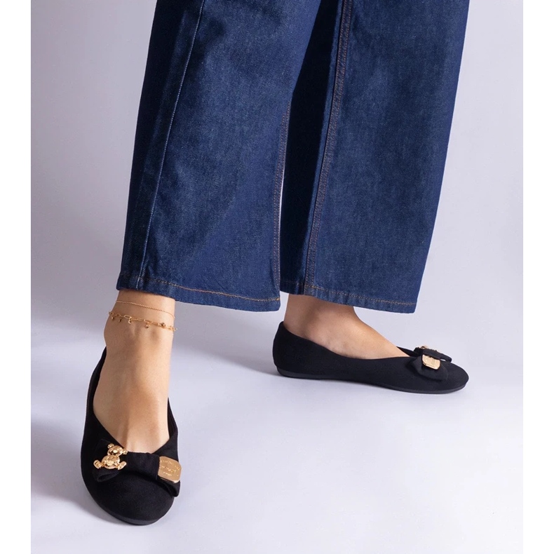 D/CEO Balerini negri decorati cu fundita si brosa Esdras negru 2