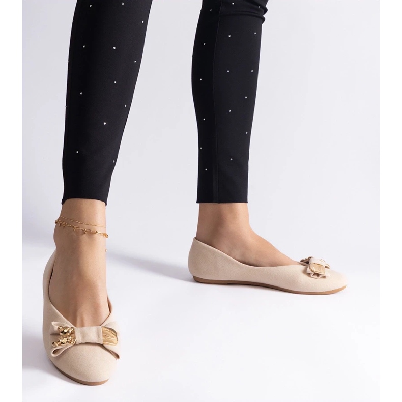 D/CEO Balerini bej decorati cu fundita si brosa Esdras 1 D/CEO Balerini bej decorati cu fundita si brosa Esdras 1