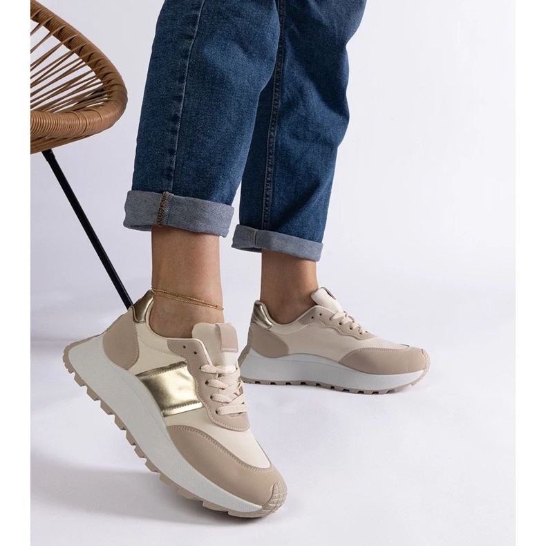 D/CEO Tenisi bej cu platformă Cremorna 2