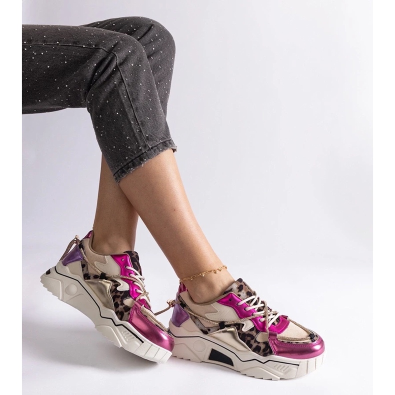 D/CEO Adidași roz decorați cu șnur Valdez din zircon 2