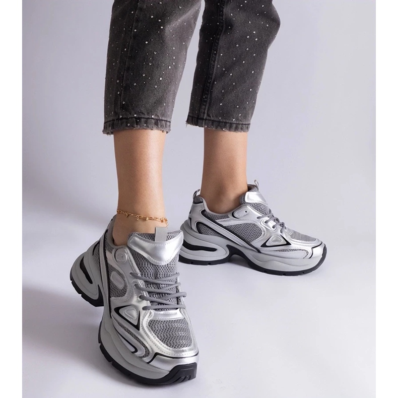 D/CEO Adidași argintii cu talpă Adom masivă 1