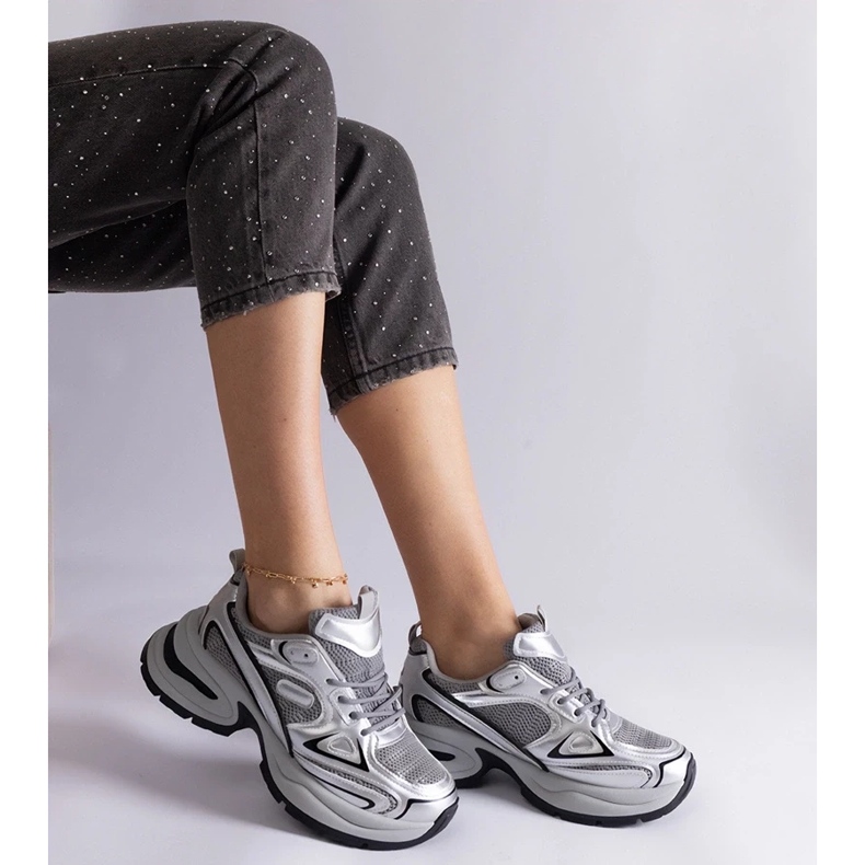 D/CEO Adidași argintii cu talpă Adom masivă 2