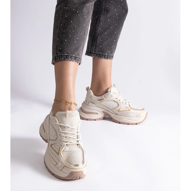 D/CEO Adidași bej cu talpă Adom masivă 1