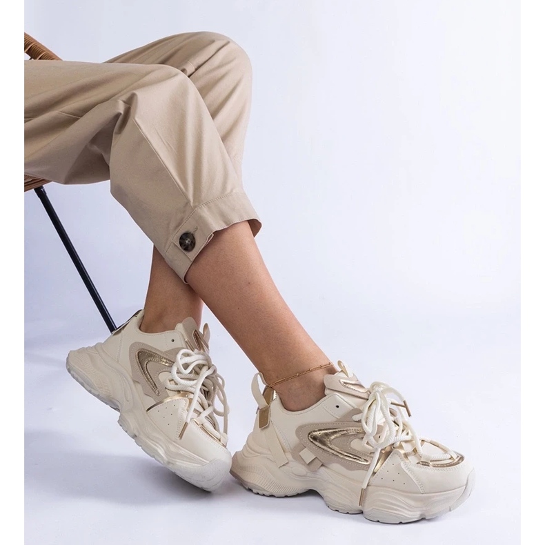 D/CEO Adidași sport de damă bej, cu talpă Lien masivă 1